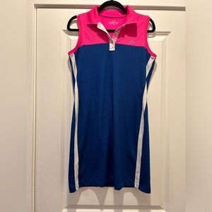 Vineyard Vines Pink & Blue Poplin Sleeveless Popover Dress